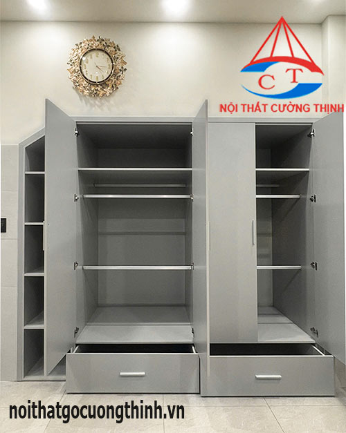 Tủ quần áo hiện đại âm tường gầm cầu thang gỗ công nghiệp