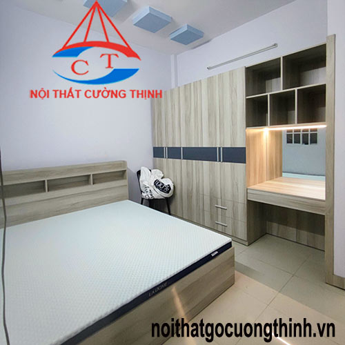 Combo tủ giường bàn trang điểm có đèn thiết kế đẹp hiện đại