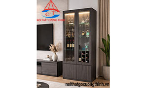 Mẫu Tủ Rượu Gỗ Hiện đại Có Đèn Sang trọng