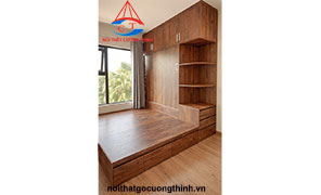 Giường gỗ liền tủ đa năng hiện đại