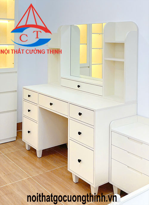 Mẫu bàn trang điểm gỗ đẹp nhiều ngăn kéo hiện đại
