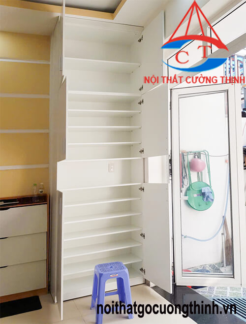 Mẫu tủ đựng giày gỗ MDF nhiều ngăn thiết kế đóng theo yêu cầu