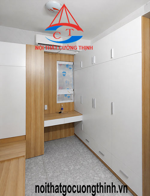 Combo tủ quần áo kết hợp bàn làm việc liền giường hiện đại