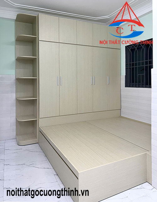 Mẫu giường tủ kệ kết hợp hiện đại đóng theo yêu cầu
