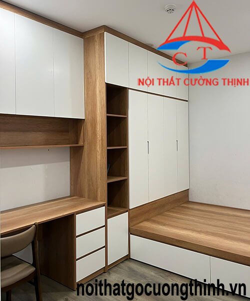 Mẫu Giường Tủ Liền Bàn Làm Việc Hiện Đại Cho Căn Hộ Nhỏ 