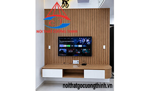 Tủ Kệ Tivi Kèm Ốp Vách Phòng Khách Theo Yêu Cầu