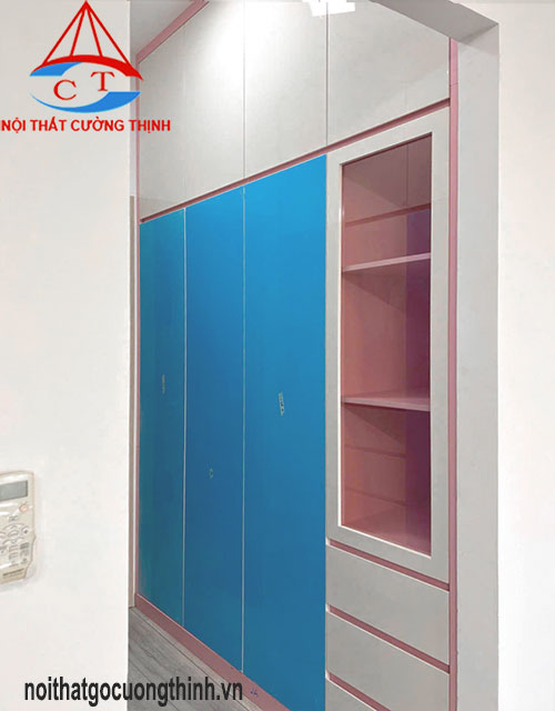 Mẫu tủ quần áo âm tường phòng ngủ gỗ Acrylic đẹp sang trọng